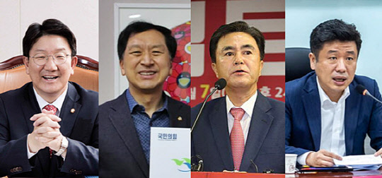 (왼쪽부터·가나다순) 국민의힘 차기 원내대표 경선 도전장을 낸 강원 강릉시 4선 권성동 의원, 울산 남구을 4선 김기현 의원, 충남 보령시서천군 3선 김태흠 의원, 경기 평택시을 유의동 의원.[사진=각 국회의원 페이스북]